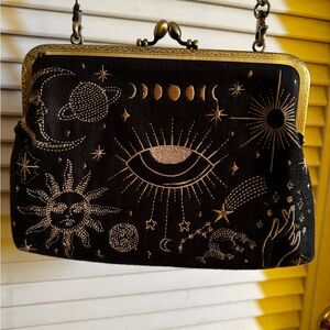 Celestial Black and Gold Crossbody Bag